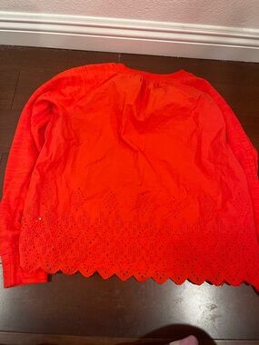 j.Crew factory Mercantile red-orange sweatshirt back eyelet detail medium
